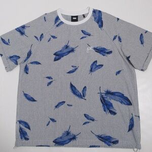 Kith Howard Seersucker Shirt Printing Short Sleeve Unisex Blue #KH3751 Size L